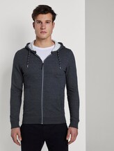 Strukturierte Sweatjacke - Männer - navy grindle stripe Strukturierte Sweatjacke - Männer - navy grindle stripe - 1 - TOM TAILOR