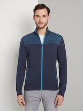 Strickjacke mit Mesh-Detail - Männer - Black Iris Blue Strickjacke mit Mesh-Detail - Männer - Black Iris Blue - 1 - TOM TAILOR