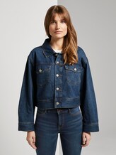 Kurze Oversized Jeansjacke - Frauen - Used Dark Stone Blue Denim Kurze Oversized Jeansjacke - Frauen - Used Dark Stone Blue Denim - 1 - TOM TAILOR Denim