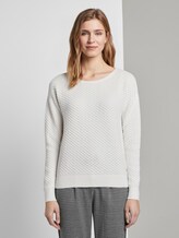 Pullover mit Waffelstruktur - Frauen - Gardenia White Pullover mit Waffelstruktur - Frauen - Gardenia White - 1 - TOM TAILOR Denim