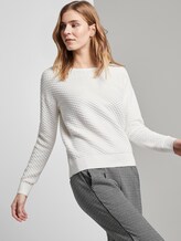 Pullover mit Waffelstruktur - Frauen - Gardenia White Pullover mit Waffelstruktur - Frauen - Gardenia White - 5 - TOM TAILOR Denim