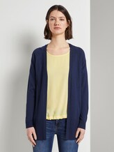 Langer Cardigan mit Seitenschlitzen - Frauen - Real Navy Blue Langer Cardigan mit Seitenschlitzen - Frauen - Real Navy Blue - 1 - TOM TAILOR Denim