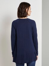 Langer Cardigan mit Seitenschlitzen - Frauen - Real Navy Blue Langer Cardigan mit Seitenschlitzen - Frauen - Real Navy Blue - 2 - TOM TAILOR Denim