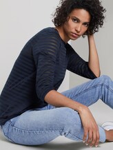 Gestreiftes Shirt mit 3/4 Arm - - Sky Captain Blue Gestreiftes Shirt mit 3/4 Arm - - Sky Captain Blue - 5 - Mine to five
