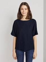 Textured T-shirt - Women - Sky Captain Blue Textured T-shirt - Women - Sky Captain Blue - 1 - TOM TAILOR