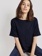 Textured T-shirt - Women - Sky Captain Blue Textured T-shirt - Women - Sky Captain Blue - 5 - TOM TAILOR