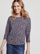 Patterned T-shirt with pleats - Women - navy floral design Patterned T-shirt with pleats - Women - navy floral design - 5 - TOM TAILOR