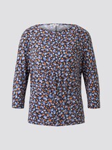 Patterned T-shirt with pleats - Women - navy floral design Patterned T-shirt with pleats - Women - navy floral design - 7 - TOM TAILOR