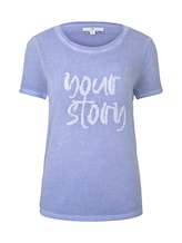 TOM TAILOR Damen T-Shirt mit Schrift-Print, blau, Gr.XL