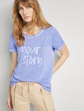 T-Shirt mit Schrift-Print - Frauen - Parisienne Blue T-Shirt mit Schrift-Print - Frauen - Parisienne Blue - 5 - TOM TAILOR