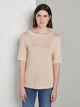 Meliertes T-Shirt - Frauen - Alabaster Beige Mélange Meliertes T-Shirt - Frauen - Alabaster Beige Mélange - 1 - TOM TAILOR