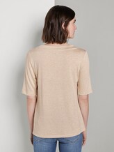 Meliertes T-Shirt - Frauen - Alabaster Beige Mélange Meliertes T-Shirt - Frauen - Alabaster Beige Mélange - 2 - TOM TAILOR