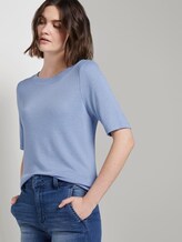 Meliertes T-Shirt - Frauen - parisienne blue melange Meliertes T-Shirt - Frauen - parisienne blue melange - 5 - TOM TAILOR