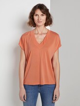 T-Shirt mit V-Ausschnitt - Frauen - fruity melon orange T-Shirt mit V-Ausschnitt - Frauen - fruity melon orange - 1 - TOM TAILOR