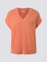 T-Shirt mit V-Ausschnitt - Frauen - fruity melon orange T-Shirt mit V-Ausschnitt - Frauen - fruity melon orange - 7 - TOM TAILOR