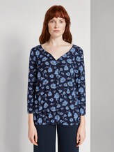 3/4 Shirt mit Henley-Ausschnitt - Frauen - navy flower design 3/4 Shirt mit Henley-Ausschnitt - Frauen - navy flower design - 1 - TOM TAILOR