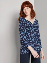 3/4 Shirt mit Henley-Ausschnitt - Frauen - navy flower design 3/4 Shirt mit Henley-Ausschnitt - Frauen - navy flower design - 5 - TOM TAILOR