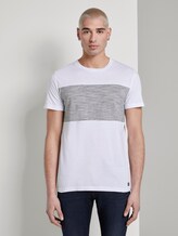 T-shirt with colour blocking stripes - Men - White T-shirt with colour blocking stripes - Men - White - 1 - TOM TAILOR Denim