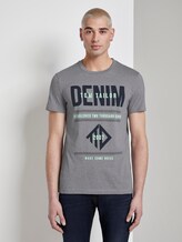 Strukturiertes T-Shirt mit Print - Männer - white melange Strukturiertes T-Shirt mit Print - Männer - white melange - 1 - TOM TAILOR Denim