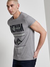 Strukturiertes T-Shirt mit Print - Männer - white melange Strukturiertes T-Shirt mit Print - Männer - white melange - 5 - TOM TAILOR Denim