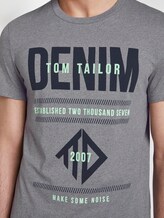 Strukturiertes T-Shirt mit Print - Männer - white melange Strukturiertes T-Shirt mit Print - Männer - white melange - 9 - TOM TAILOR Denim