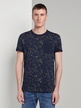 T-shirt with an all-over print - Men - navy blue white splashes print T-shirt with an all-over print - Men - navy blue white splashes print - 1 - TOM TAILOR Denim