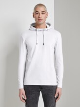 Langarmshirt mit Kapuze - Männer - white melange Langarmshirt mit Kapuze - Männer - white melange - 1 - TOM TAILOR Denim