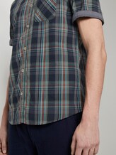 Checked short-sleeved shirt - Men - navy base olive check Checked short-sleeved shirt - Men - navy base olive check - 10 - TOM TAILOR