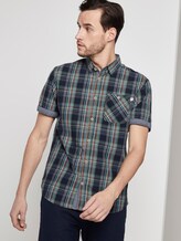 Checked short-sleeved shirt - Men - navy base olive check Checked short-sleeved shirt - Men - navy base olive check - 5 - TOM TAILOR
