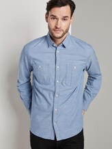 Fine shirt with chest pockets - Men - denim blue slub chambray Fine shirt with chest pockets - Men - denim blue slub chambray - 5 - TOM TAILOR