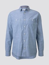 Fine shirt with chest pockets - Men - denim blue slub chambray Fine shirt with chest pockets - Men - denim blue slub chambray - 7 - TOM TAILOR