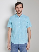 Fine short-sleeved shirt - Men - teal blue fil a fil check Fine short-sleeved shirt - Men - teal blue fil a fil check - 1 - TOM TAILOR