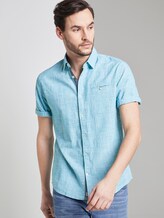 Fine short-sleeved shirt - Men - teal blue fil a fil check Fine short-sleeved shirt - Men - teal blue fil a fil check - 5 - TOM TAILOR