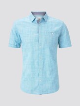 Fine short-sleeved shirt - Men - teal blue fil a fil check Fine short-sleeved shirt - Men - teal blue fil a fil check - 7 - TOM TAILOR