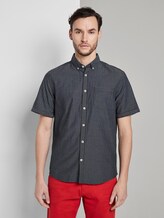 Strukturiertes Kurzarmhemd mit Streifen - Männer - navy light blue dobby stripe Strukturiertes Kurzarmhemd mit Streifen - Männer - navy light blue dobby stripe - 1 - TOM TAILOR