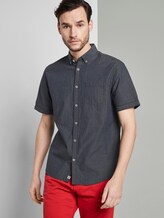 Strukturiertes Kurzarmhemd mit Streifen - Männer - navy light blue dobby stripe Strukturiertes Kurzarmhemd mit Streifen - Männer - navy light blue dobby stripe - 5 - TOM TAILOR