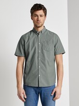 Strukturiertes Kurzarmhemd mit Streifen - Männer - olive white dobby stripe Strukturiertes Kurzarmhemd mit Streifen - Männer - olive white dobby stripe - 1 - TOM TAILOR