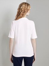 Polo shirt with a long button tab - Women - Whisper White Polo shirt with a long button tab - Women - Whisper White - 2 - TOM TAILOR