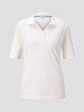 Polo shirt with a long button tab - Women - Whisper White Polo shirt with a long button tab - Women - Whisper White - 7 - TOM TAILOR