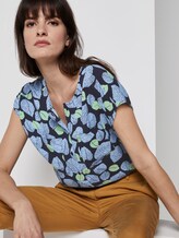 Bluse mit Alloverprint - - navy leaves design Bluse mit Alloverprint - - navy leaves design - 5 - Mine to five