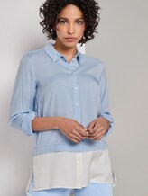 Gestreifte Double-Layer Bluse - Frauen - Soft Charming Blue Gestreifte Double-Layer Bluse - Frauen - Soft Charming Blue - 5 - Mine to five