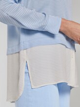 Gestreifte Double-Layer Bluse - Frauen - Soft Charming Blue Gestreifte Double-Layer Bluse - Frauen - Soft Charming Blue - 9 - Mine to five