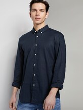 Strukturiertes Hemd aus Leinengemisch - Männer - sky-captain blue melange Strukturiertes Hemd aus Leinengemisch - Männer - sky-captain blue melange - 5 - TOM TAILOR Denim
