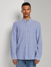 Strukturiertes Hemd aus Leinengemisch - Männer - blue white linen stripe Strukturiertes Hemd aus Leinengemisch - Männer - blue white linen stripe - 1 - TOM TAILOR Denim