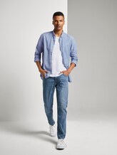 Strukturiertes Hemd aus Leinengemisch - Männer - blue white linen stripe Strukturiertes Hemd aus Leinengemisch - Männer - blue white linen stripe - 3 - TOM TAILOR Denim