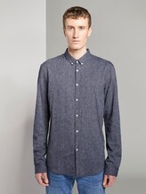 Strukturiertes Hemd aus Leinengemisch - Männer - navy white fineliner stripe Strukturiertes Hemd aus Leinengemisch - Männer - navy white fineliner stripe - 1 - TOM TAILOR Denim
