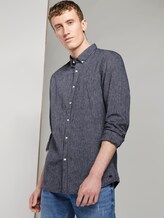 Strukturiertes Hemd aus Leinengemisch - Männer - navy white fineliner stripe Strukturiertes Hemd aus Leinengemisch - Männer - navy white fineliner stripe - 5 - TOM TAILOR Denim