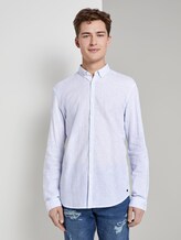 Strukturiertes Hemd aus Leinengemisch - Männer - blue white fine linen stripe Strukturiertes Hemd aus Leinengemisch - Männer - blue white fine linen stripe - 1 - TOM TAILOR Denim