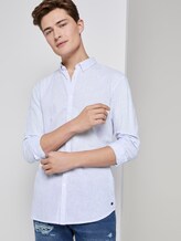 Strukturiertes Hemd aus Leinengemisch - Männer - blue white fine linen stripe Strukturiertes Hemd aus Leinengemisch - Männer - blue white fine linen stripe - 5 - TOM TAILOR Denim