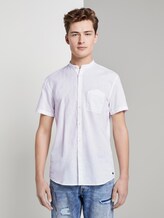 Kurzarmhemd mit Mao-Kragen aus Leinengemisch - Männer - White Kurzarmhemd mit Mao-Kragen aus Leinengemisch - Männer - White - 1 - TOM TAILOR Denim